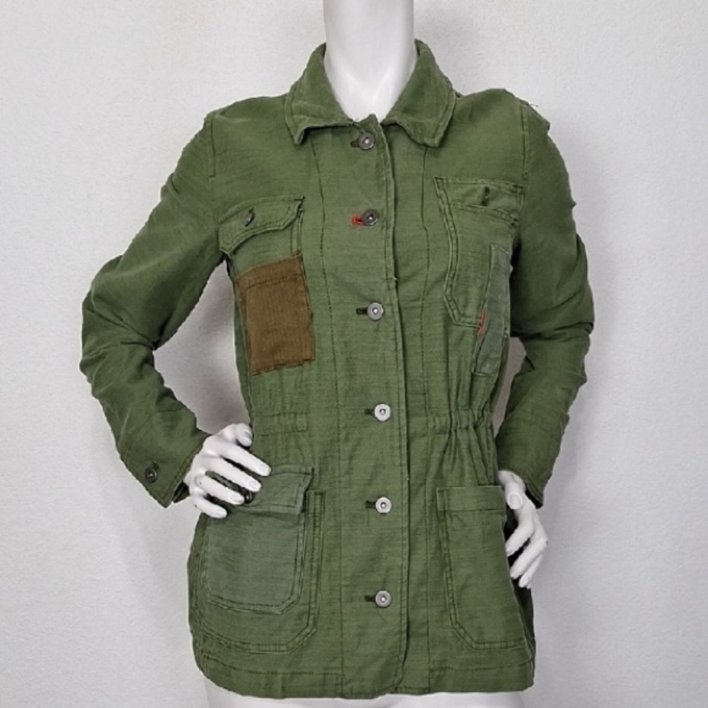 Hei Hei Anthropologie Green Appliqué 
Embroidered Unique Utility Jacket Size XS